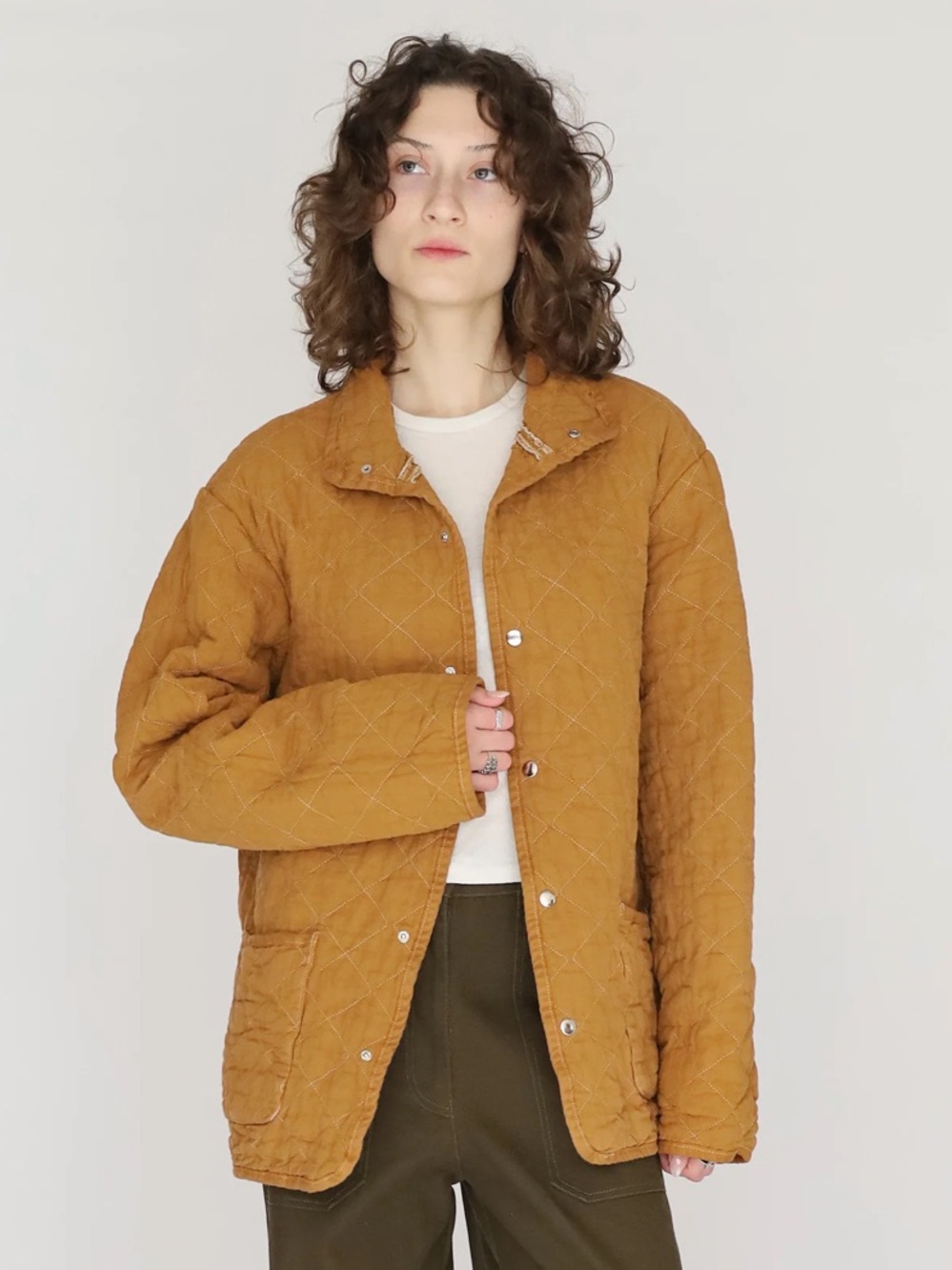 Utility Canvas Made in USA Quilted Snap Jacket in Honey - S